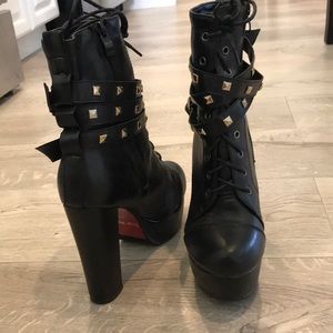 Platform studded booties red bottom (SOLD)